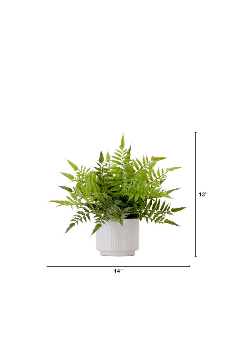 NEARLY NATURAL 13-in Artificial Boston Fern Plant with Decorative Planter, Alternate, color, Green