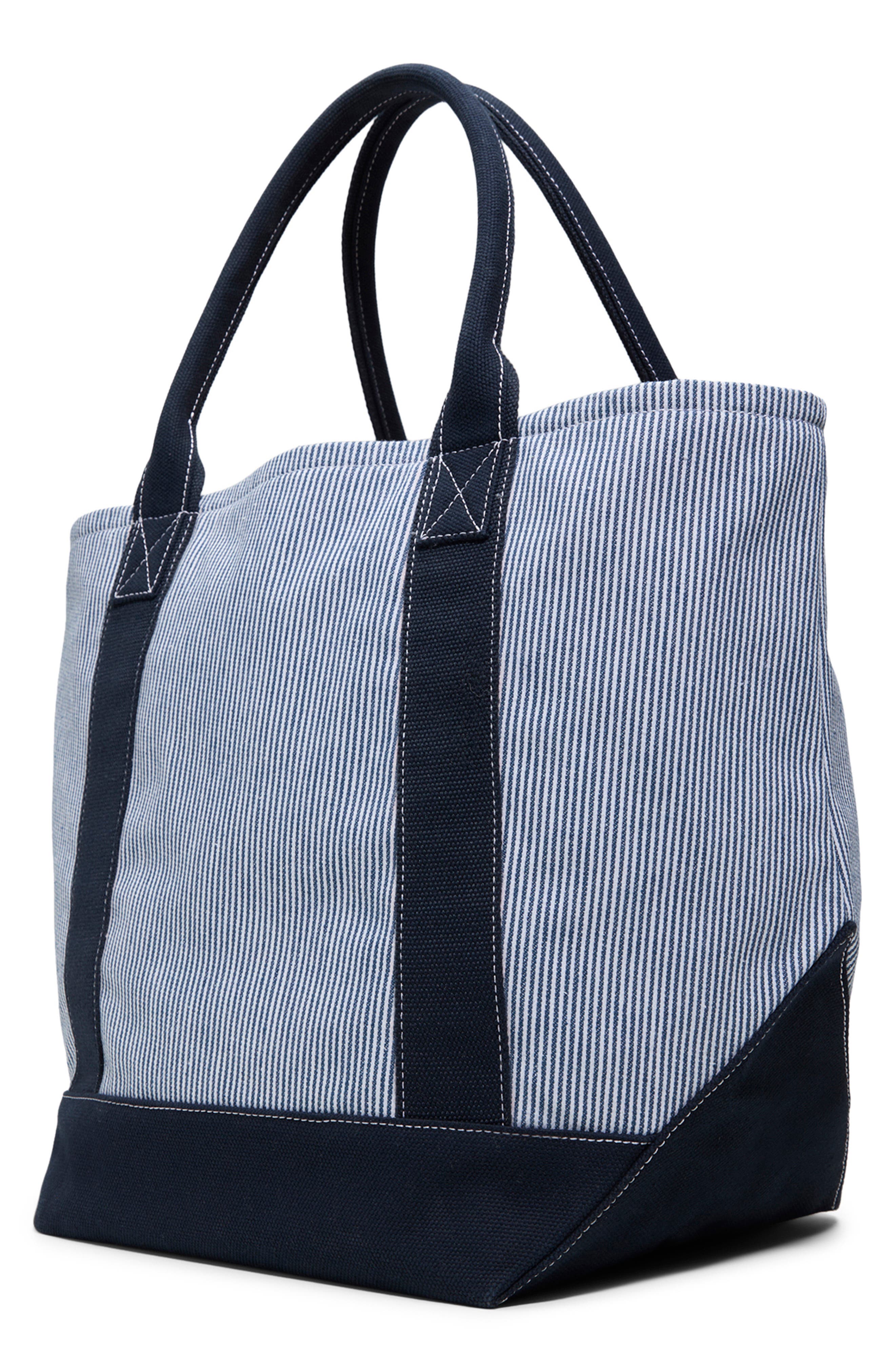 Brooks Brothers Penn Stripe Cotton Canvas Tote, Alternate, color, Blue