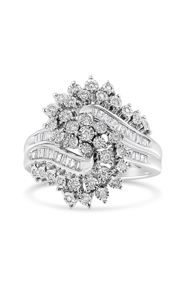 Haus of Brilliance 10K White Gold 1/2 Cttw Diamond "S" Shaped Bypass Cocktail Ring, Main, color, White