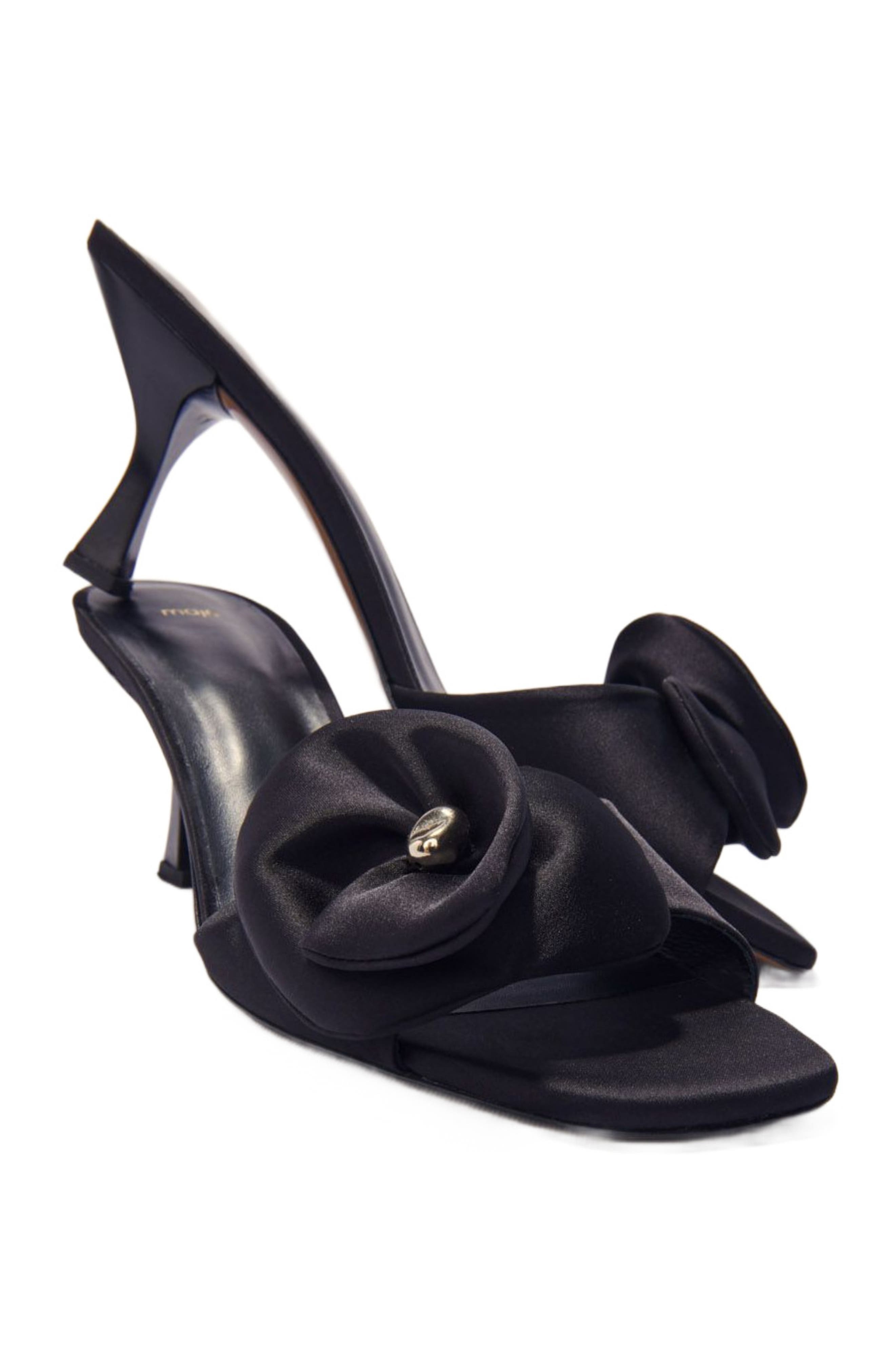 maje Textile mules with satin flower, Alternate, color, 