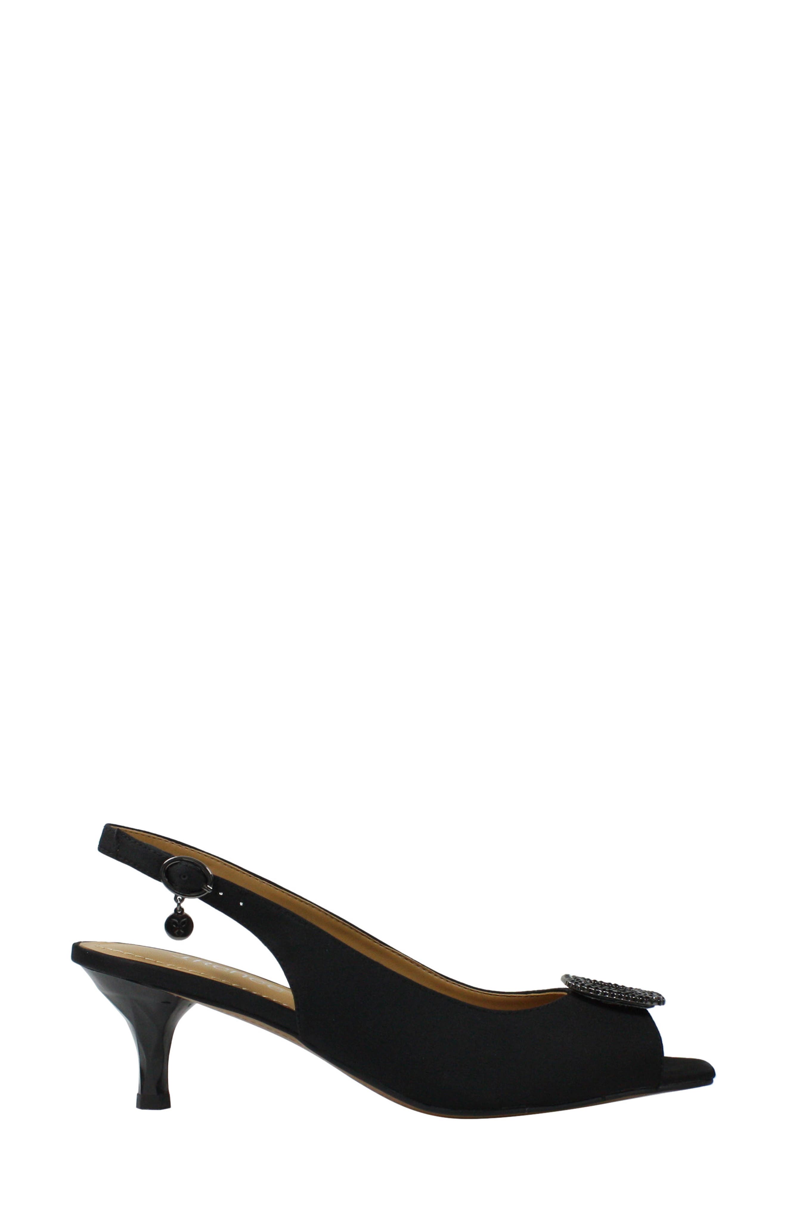 J. Reneé J.Renée Madeleina Slingback Sandal, Alternate, color, Black Satin