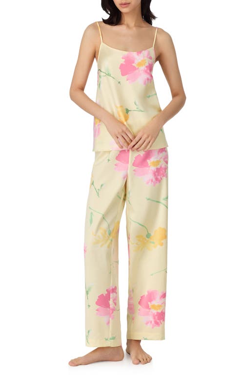 Shop Ralph Lauren Lauren Floral Satin Pajamas In Yellow Floral
