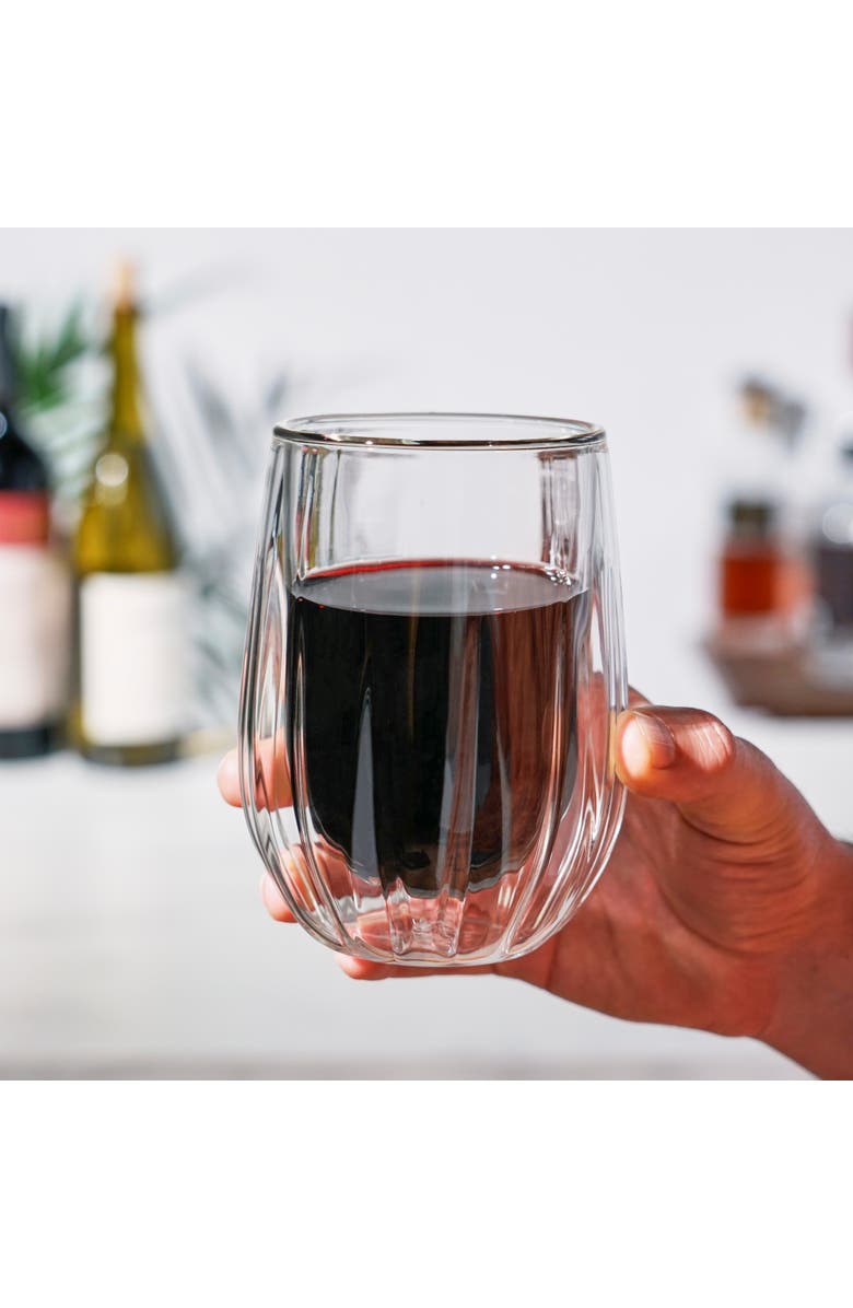 Viski Double Walled Stemless Wine Glasses Set of 2, Alternate, color, Clear