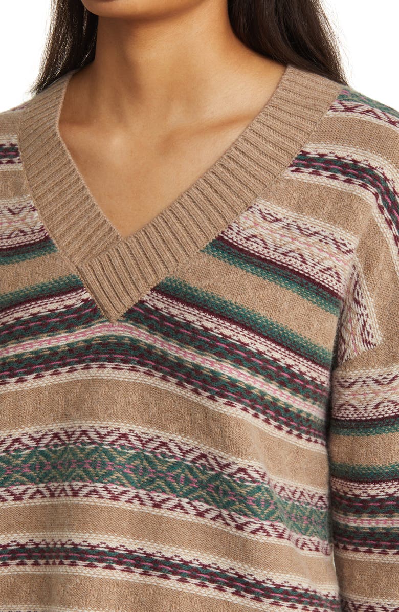 Faherty Highland Fair Isle V-Neck Sweater, Alternate, color, 