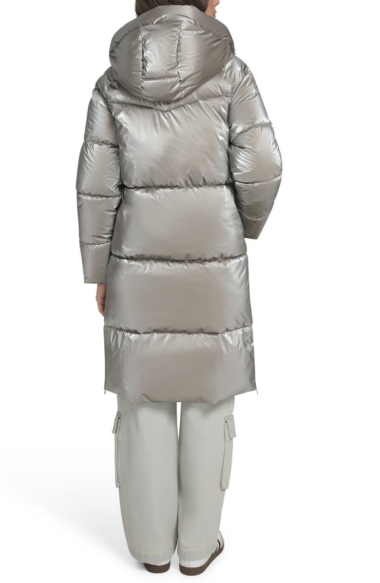 Levi's Water Resistant Mid Length Hooded Puffer Jacket, Alternate, color, Silver