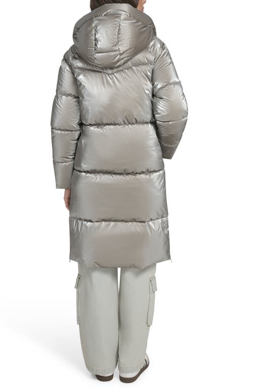 Levi's Water Resistant Mid Length Hooded Puffer Jacket In Silver