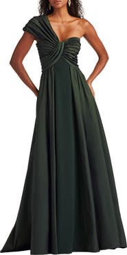 Tadashi Shoji One-Shoulder Taffeta Gown