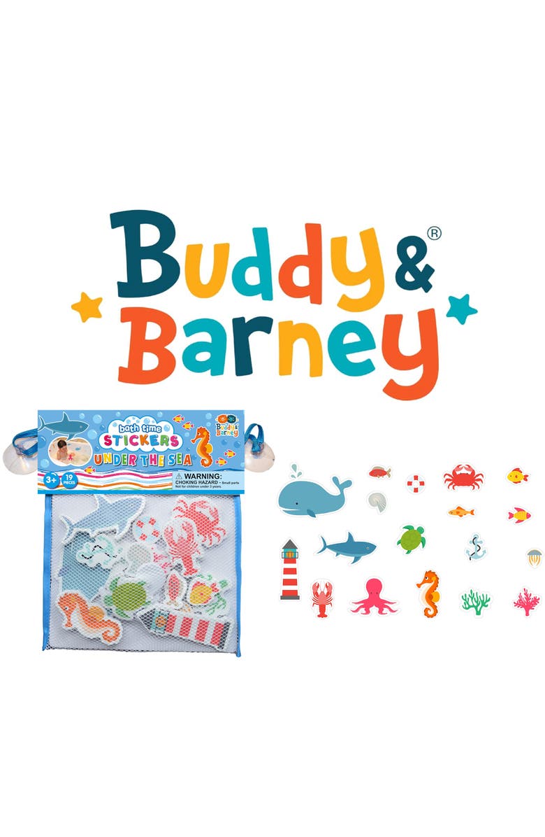 Buddy & Barney Bath Time Stickers, Under the Sea, 18 Pieces, Kid 3+, Alternate, color, Multicolored