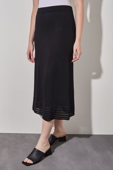 Striped Burnout Hem Midi Skirt
