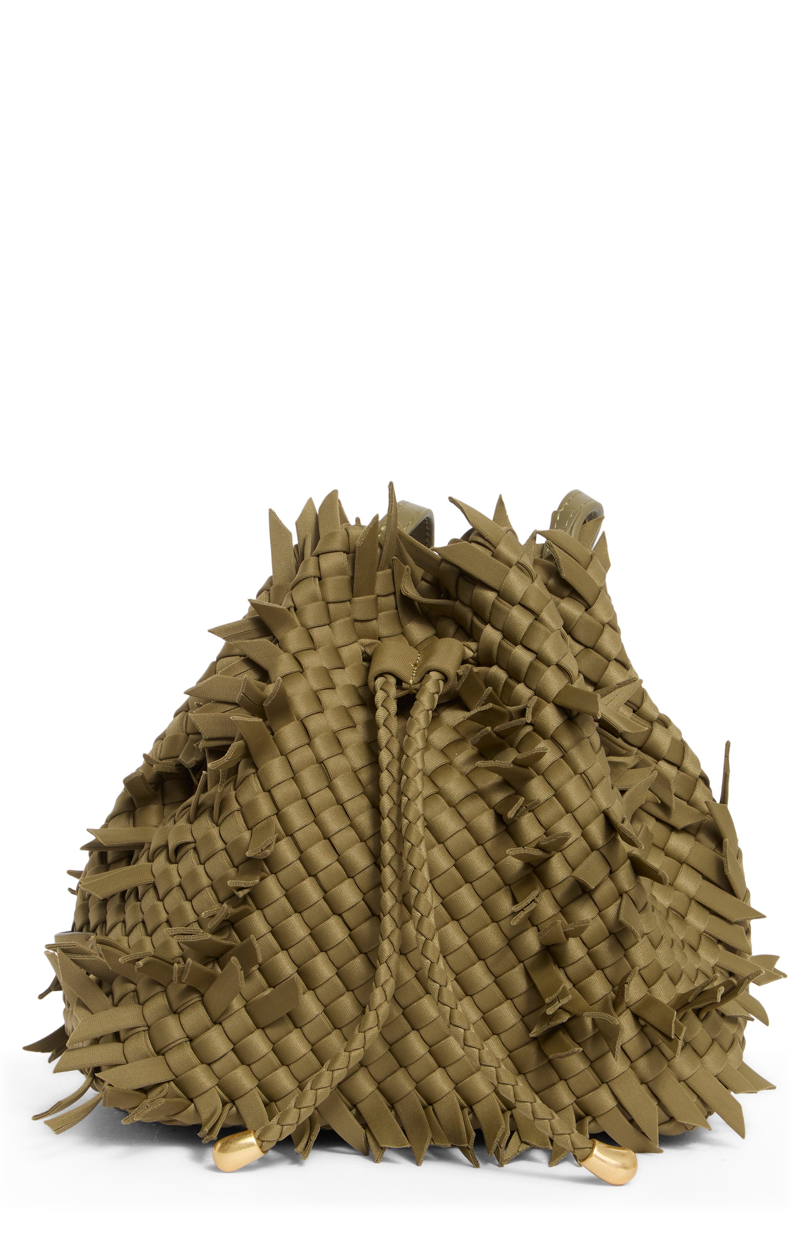 Gramercy Medium Frayed Bucket Bag, Main, color, GREEN TEA