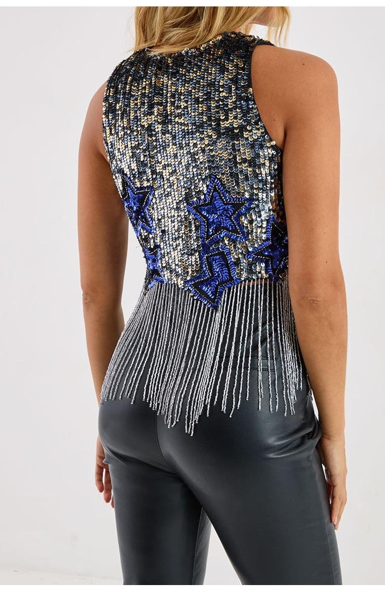 NASTY GAL Embellished Tassel Vest, Alternate, color, Cobalt