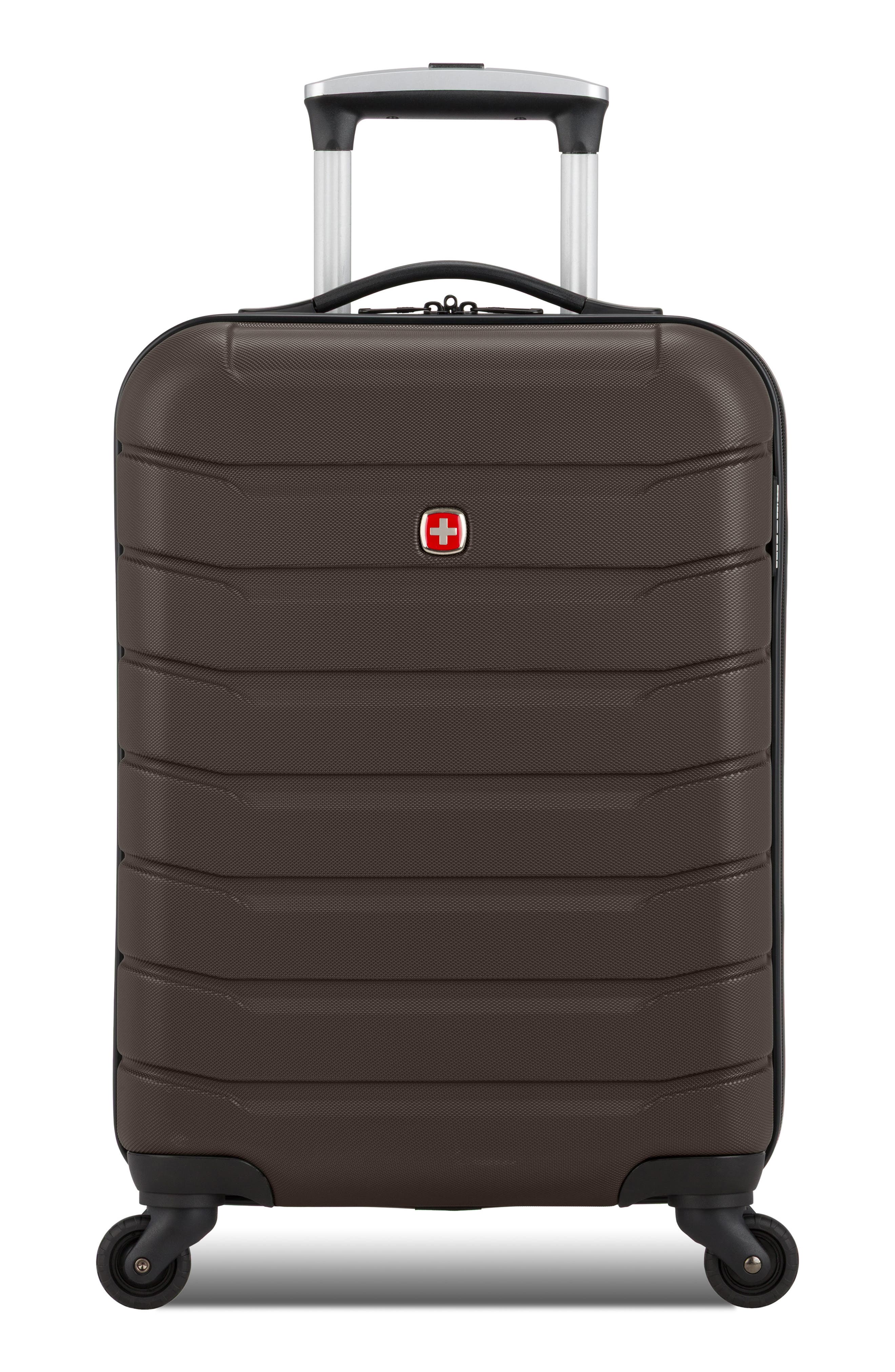 SWISSGEAR 20-Inch Hardside Spinner Carry-On Suitcase, Main, color, Chocolate