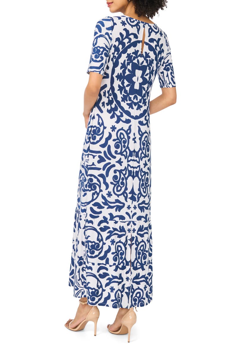 Print Crewneck Maxi Dress, Alternate, color, CLASSIC NAVY