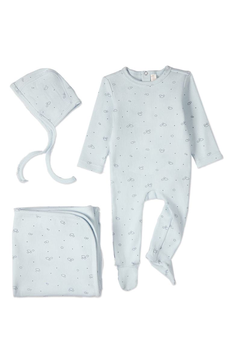 3 Piece Baby Cotton Rich Footie Set, Main, color, Blue
