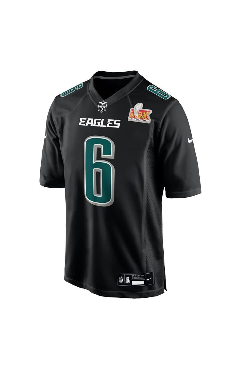 Nike Men's Nike DeVonta Smith Carbon Black Philadelphia Eagles Super Bowl LIX Fashion Game Player Jersey, Alternate, color, 