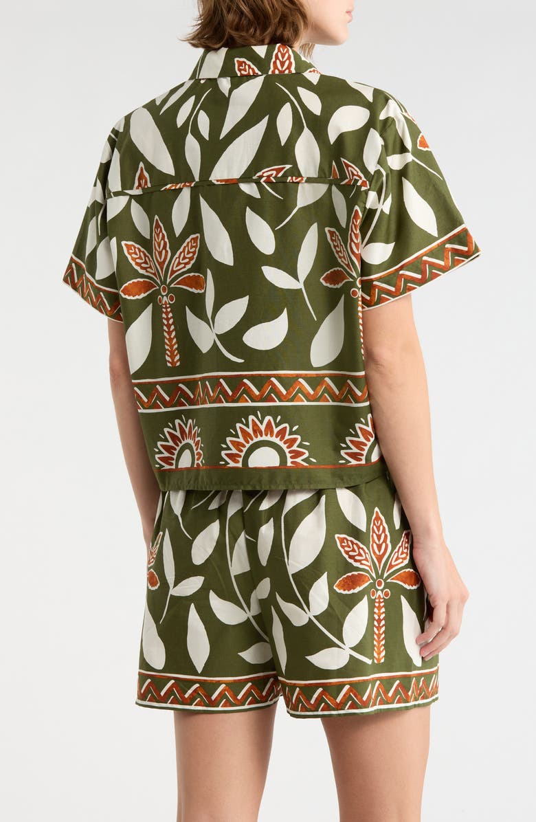 Halogen<sup>®</sup> Floral Print Short Sleeve Cotton Button-Up Shirt, Alternate, color, Chive