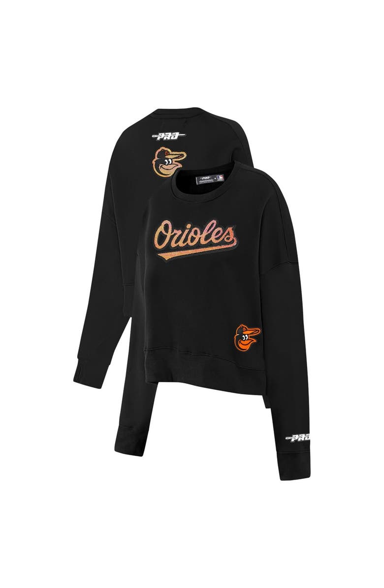 PRO STANDARD Women's Pro Standard Black Baltimore Orioles Game Day Classics Crewneck Pullover Sweatshirt, Alternate, color, 