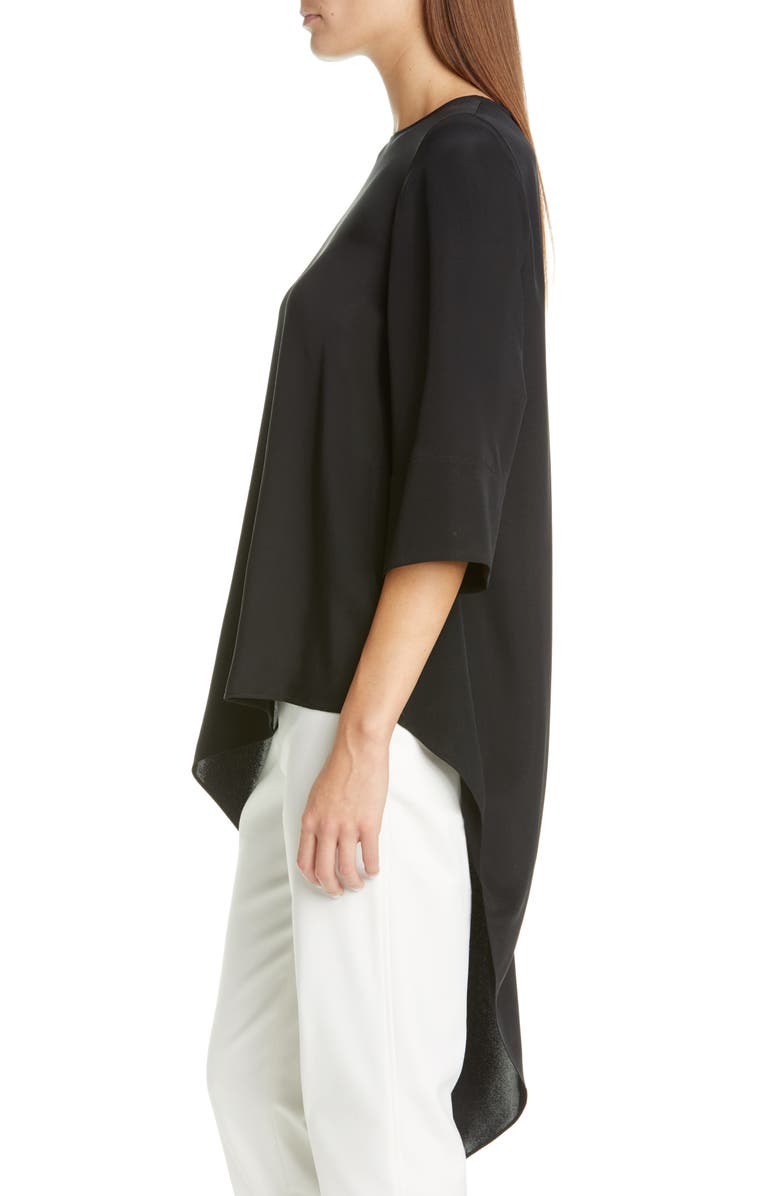 St. John Collection Asymmetrical Silk Crêpe de Chine Top, Alternate, color,