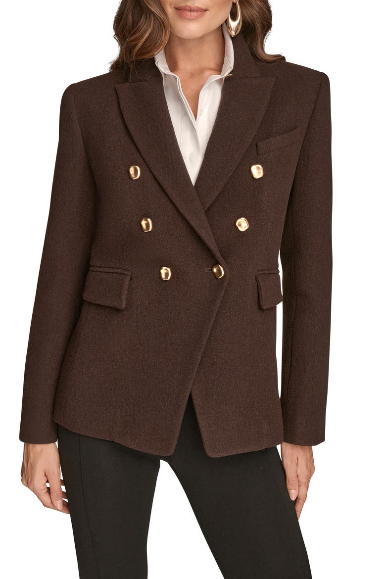 Double Breasted Wool Blend Blazer, Main, color, CHOCOLATE