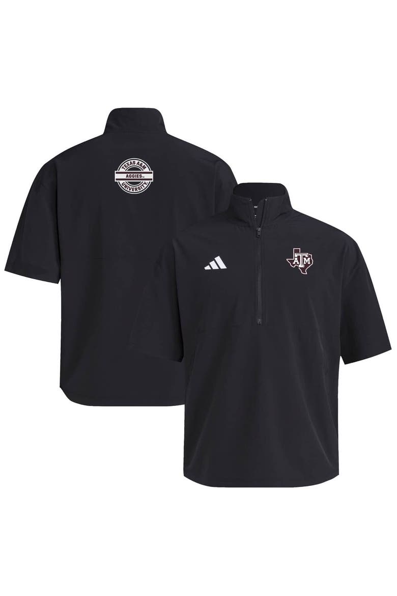 Men's adidas Black Texas A&M Aggies 2024 Half-Zip Short Sleeve Training Jacket, Main, color, Black