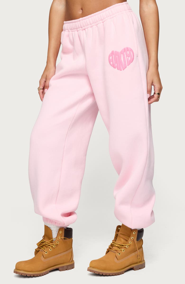 EDIKTED Major Love Logo Sweatpants, Alternate, color, Light-Pink