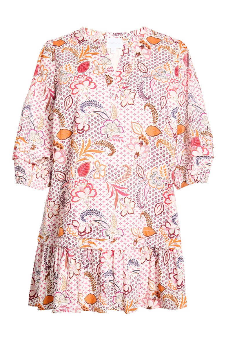 Hendry Floral Ruffle Hem Dress, Alternate, color, CREAM-MULT