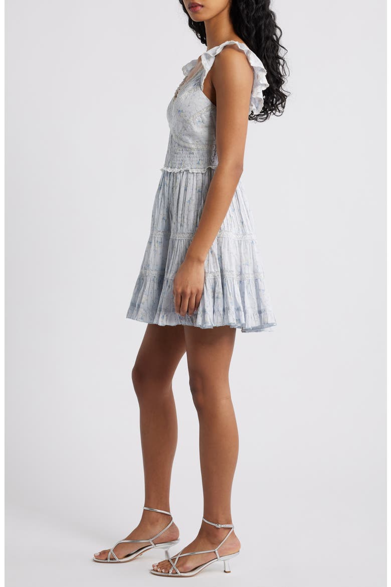 Presline Lace & Ruffle Minidress, Alternate, color, SNOWDROP BLUE