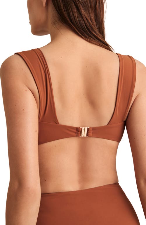 Reiss Womens Hallie Twist-front Ruched-side Stretch-woven Bikini Top Brown In Brown