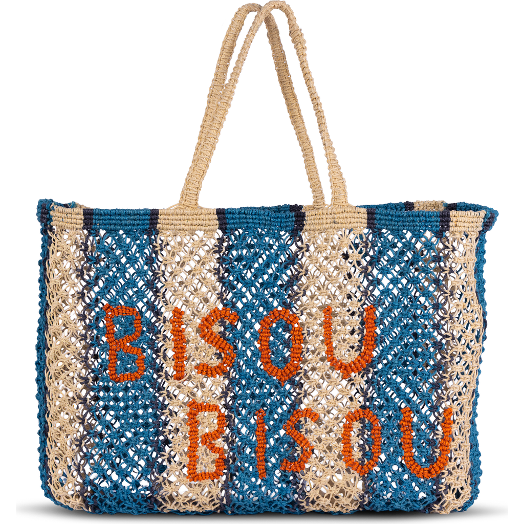 Tin Marin Bisou Bisou Woven Jute Tote In Blue