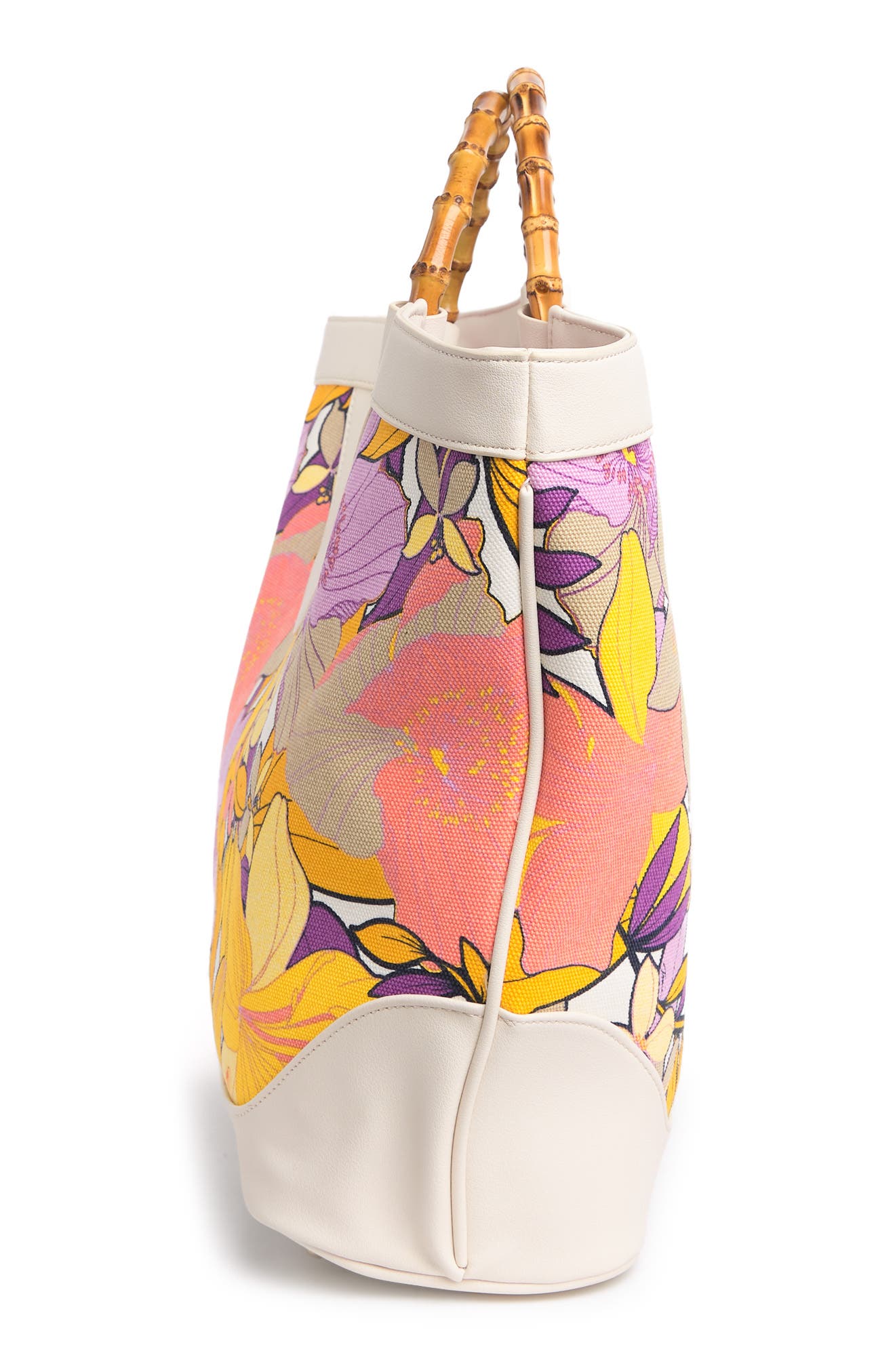 Trina Turk Canvas Bamboo-Textured Handle Tote Bag, Alternate, color, 