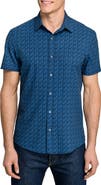 W.R.K Basic Slim Fit Abstract Blur Short Sleeve Performance Button-Up Shirt