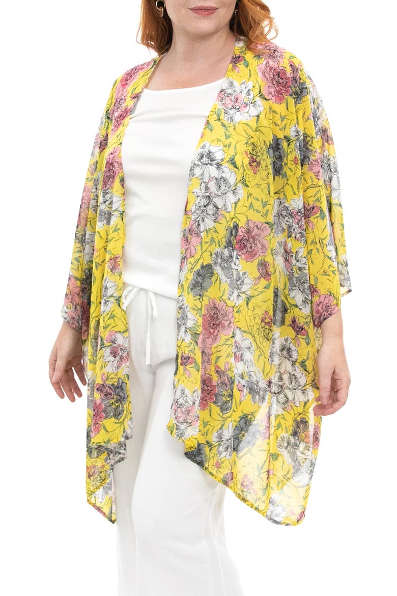 Semi Sheer Open Front Topper, Alternate, color, YELLOW MULTI