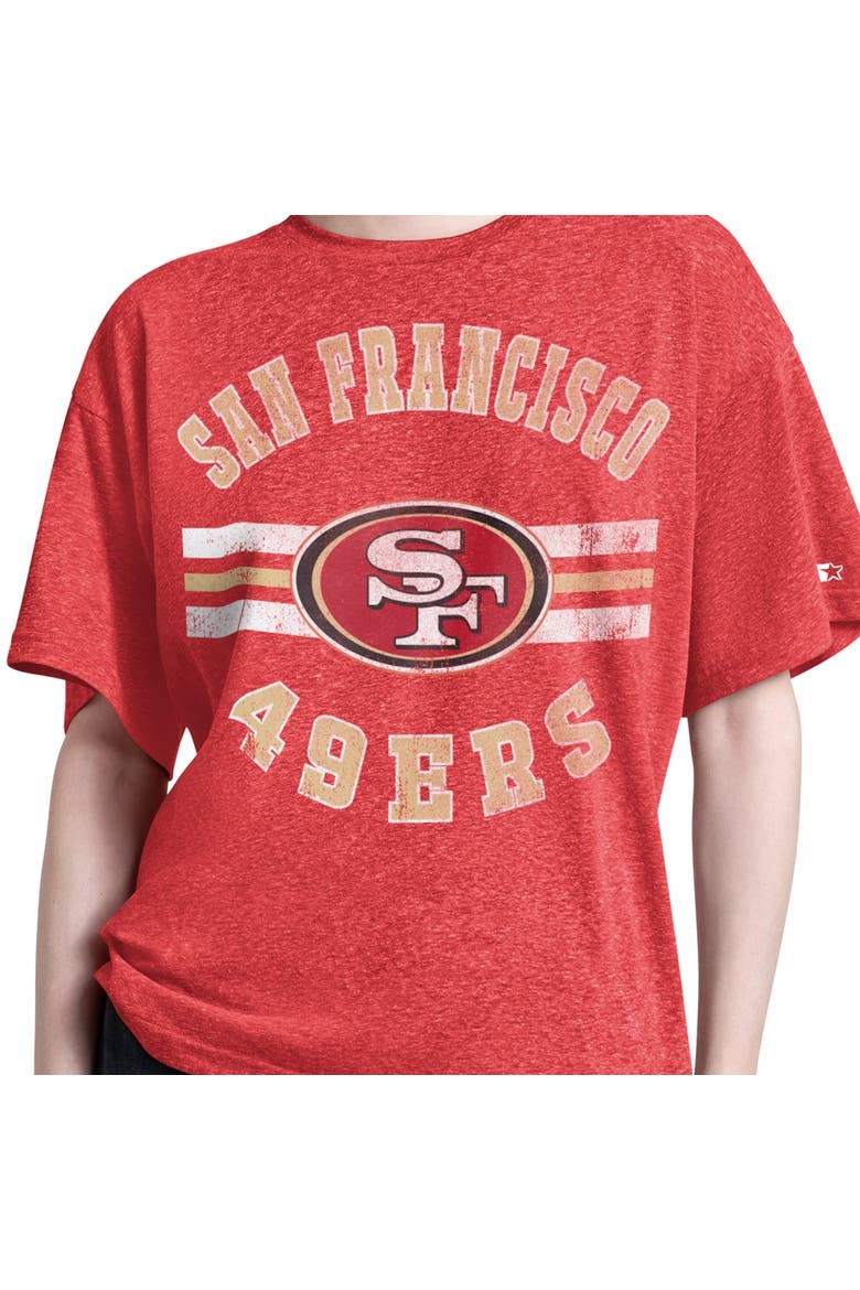 Women's Starter  Scarlet San Francisco 49ers Jump Shot Boyfriend Tri-Blend T-Shirt, Alternate, color, Scarlet