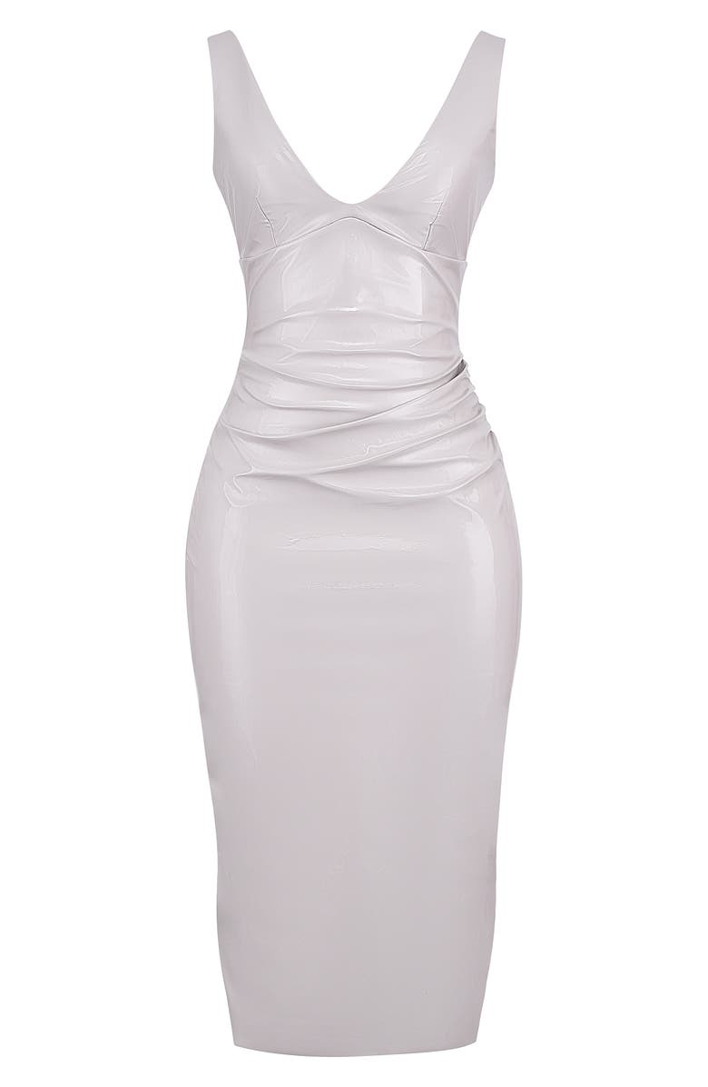 HOUSE OF CB Madeleine Vinyl Body-Con Dress, Alternate, color, Violet Ice