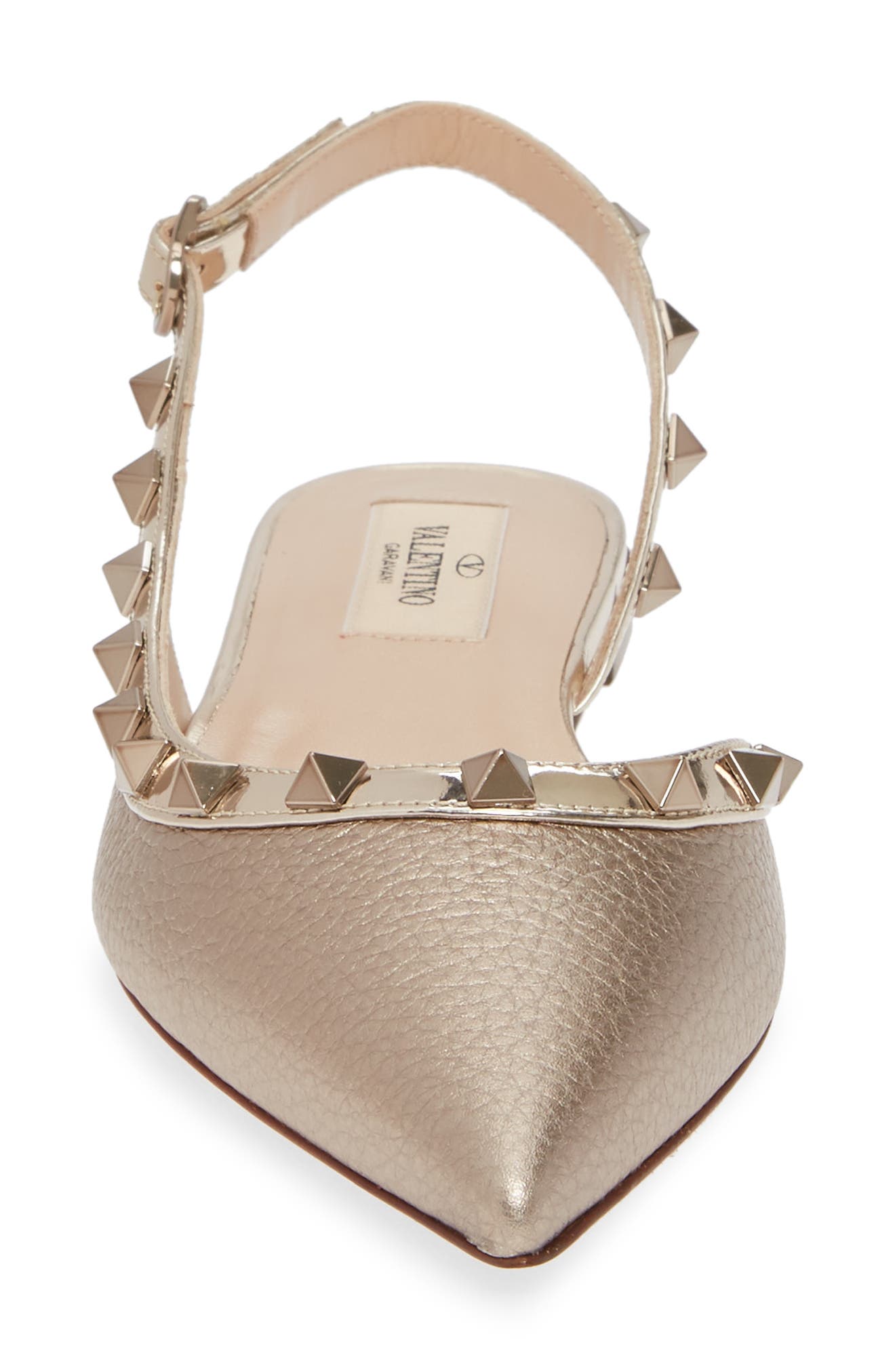 Valentino Garavani Rockstud Pointed Toe Slingback Flat, Alternate, color, 