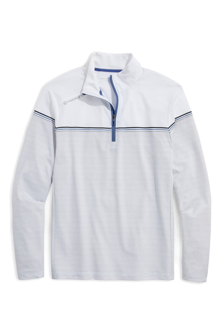 Sankaty Stripe Half-Zip Performance Pullover, Main, color, WHITE CAP