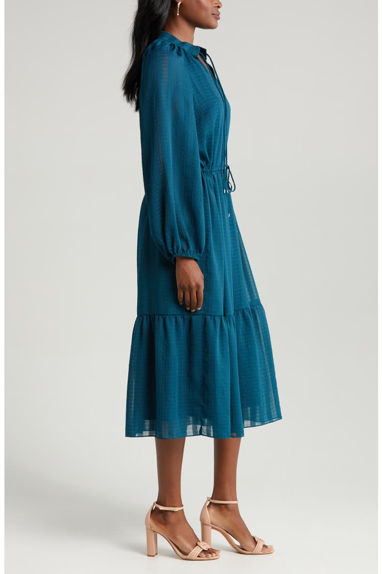 Mandarine Long Sleeve Tiered Midi Dress, Alternate, color, TEAL