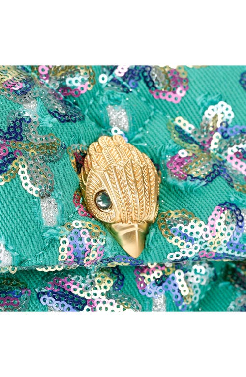 Kurt Geiger London Large Kensingston Sequin Soft Quilted Convertible Shoulder Bag In Green