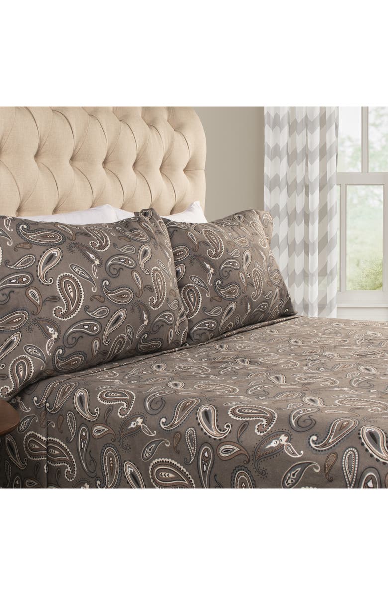 Superior Cotton Flannel Sheet Set, Alternate, color, Paisley Grey
