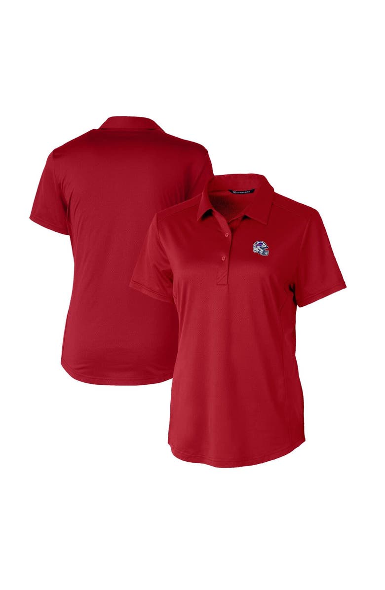 Cutter & Buck Women's Cutter & Buck Red Buffalo Bills Helmet Logo DryTec Prospect Textured Stretch Polo, Main, color,