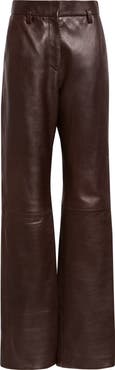 Brandon Maxwell Straight Leg Lambskin Leather Pants
