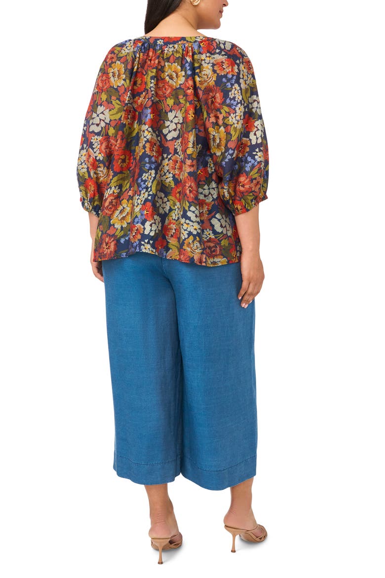 Floral Raglan Sleeve Button Down Shirt, Alternate, color, CLASSIC NAVY