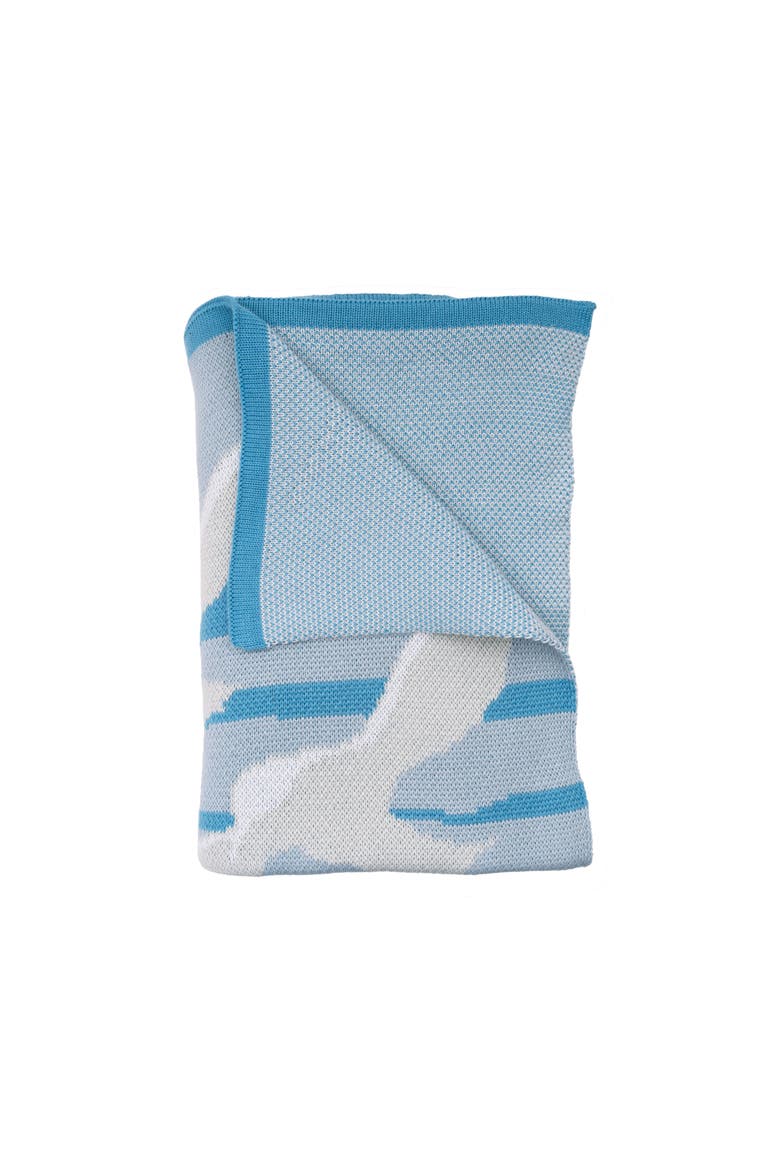 Seagulls in Flight Knit Throw Blanket, Alternate, color, Blue