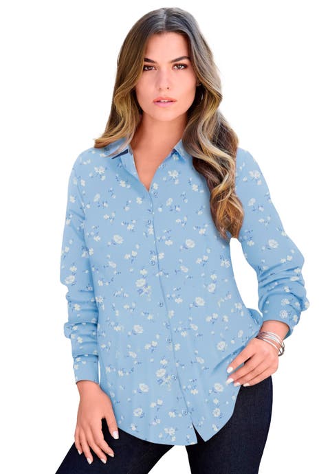 Plus Size Kate Long Sleeve Easy Cotton-Blend Button-Front Shirt (Plus)