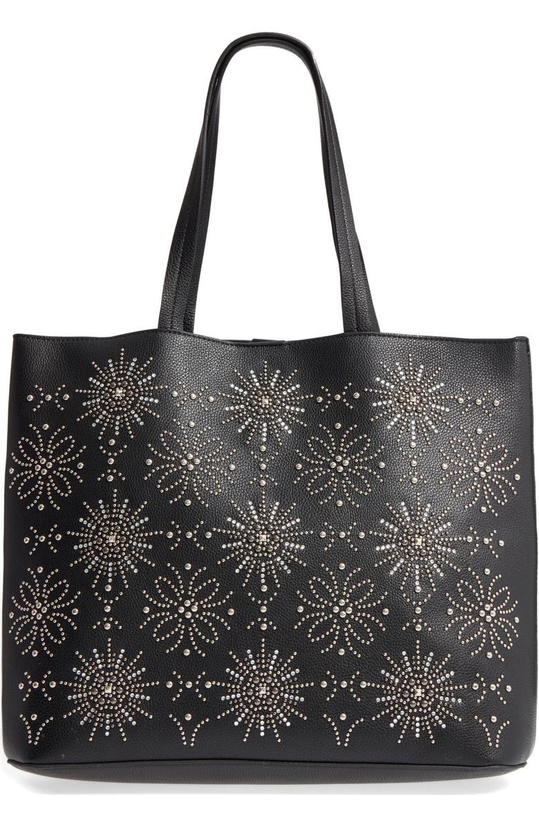 Chelsea28 Starburst Faux Leather Tote & Zip Pouch, Main, color,