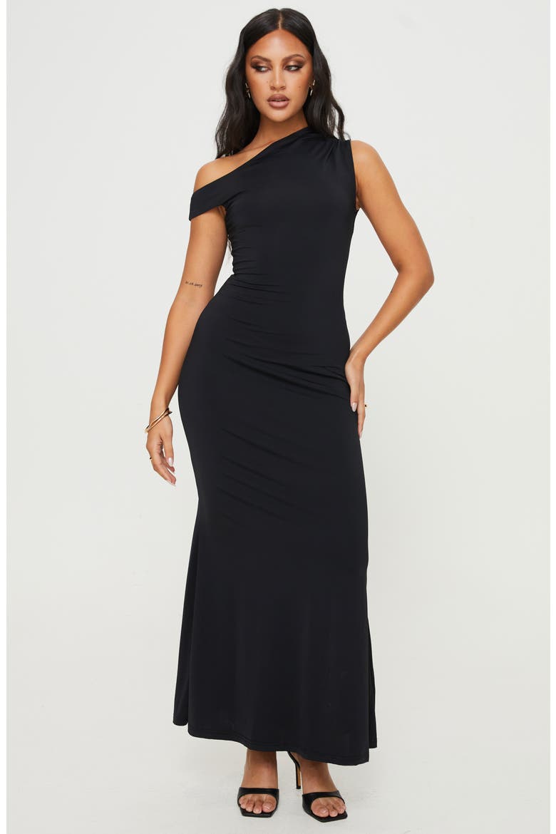 Beller One-Shoulder Maxi Dress, Alternate, color, BLACK