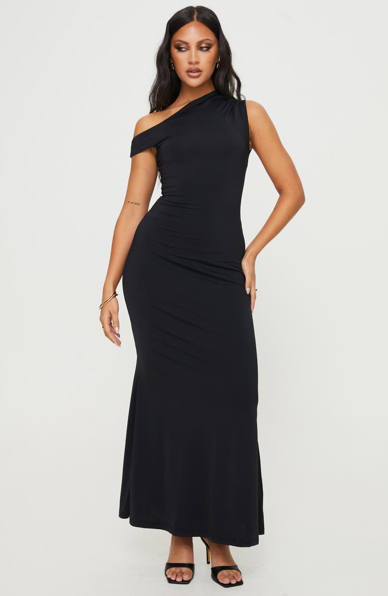 Princess Polly Beller One-Shoulder Maxi Dress, Alternate, color, Black