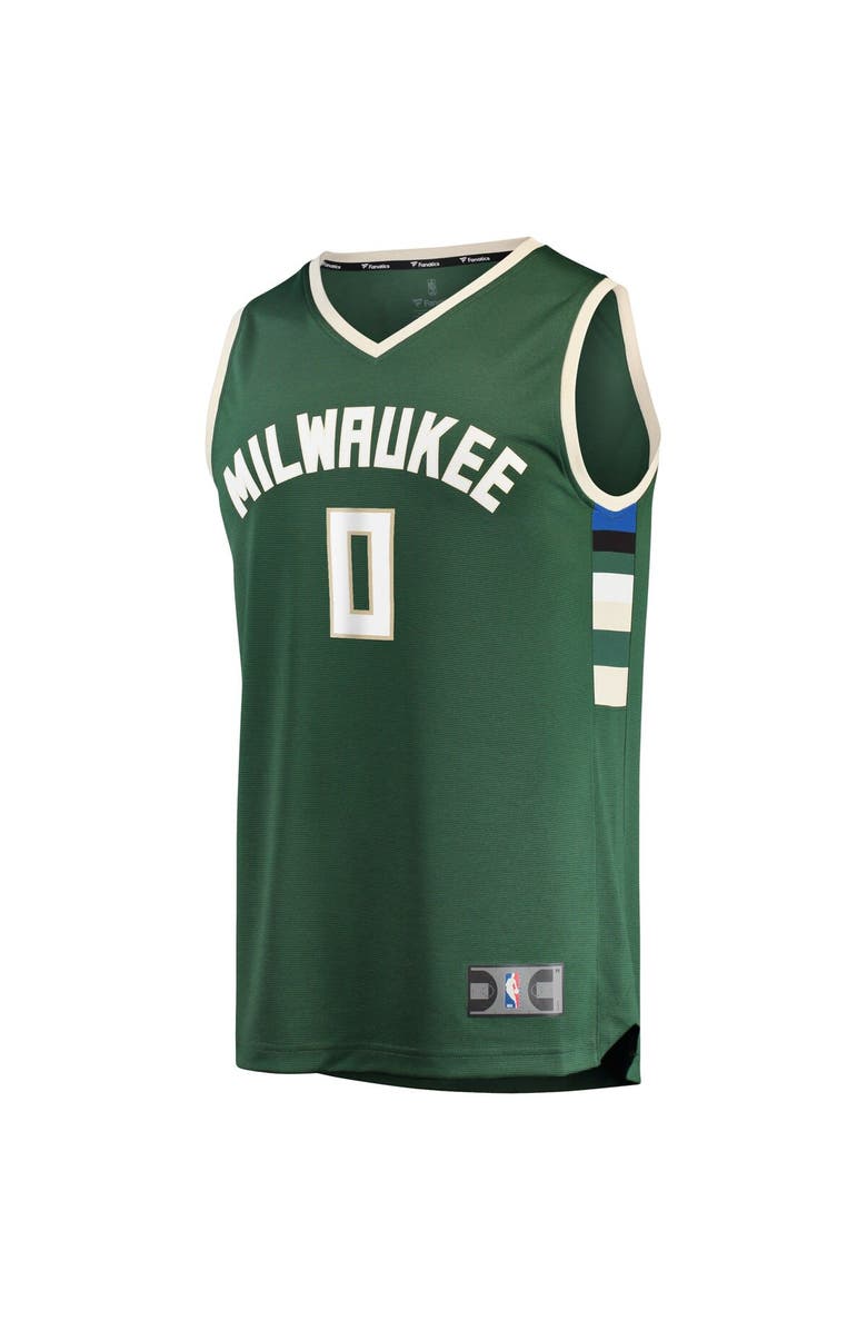 FANATICS Men's Fanatics Branded Damian Lillard Hunter Green Milwaukee Bucks Fast Break Replica Jersey - Icon Edition, Alternate, color,