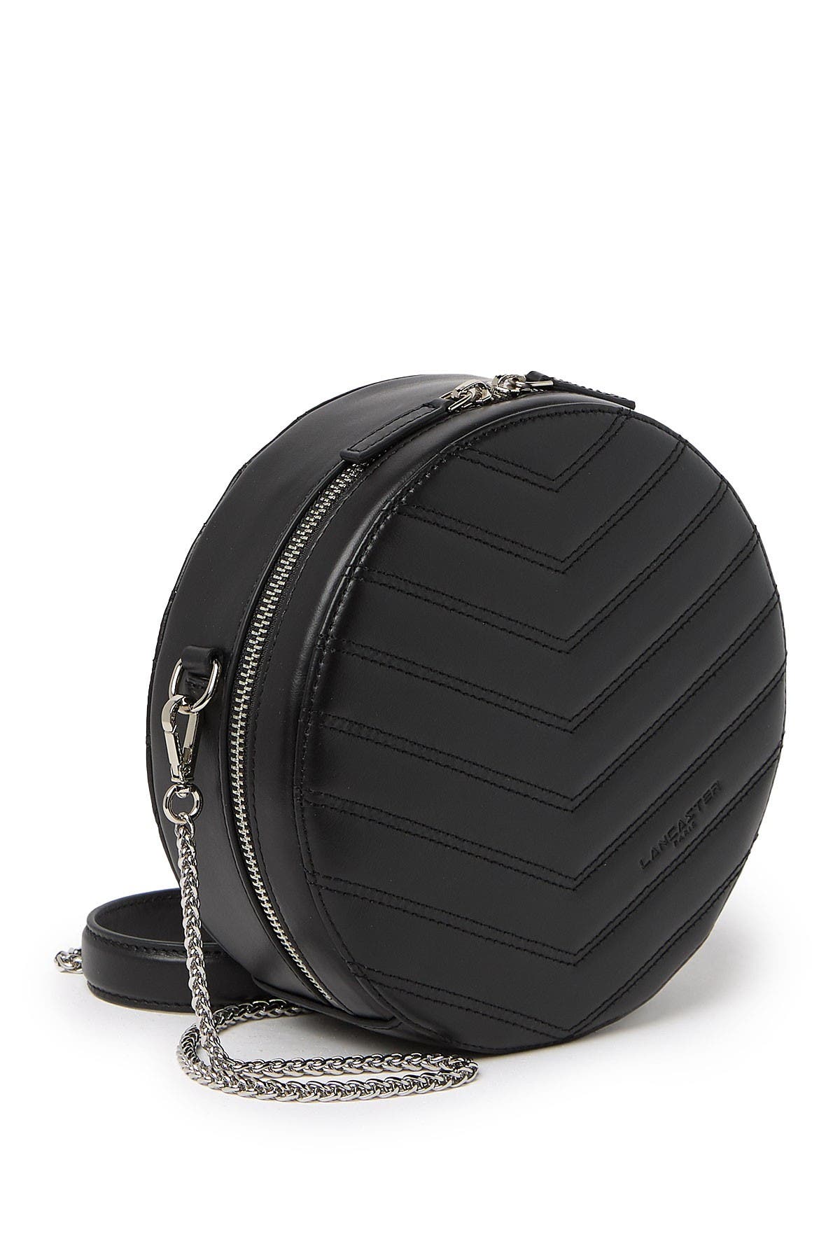 LANCASTER PARIS Small Round Quilted Leather Crossbody Bag, Alternate, color, 