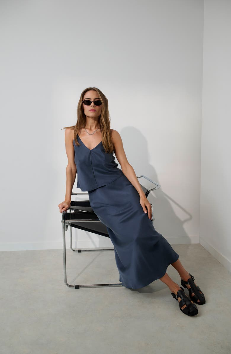 Lunya Washable Silk Bias Maxi Skirt, Alternate, color, Deep Blue